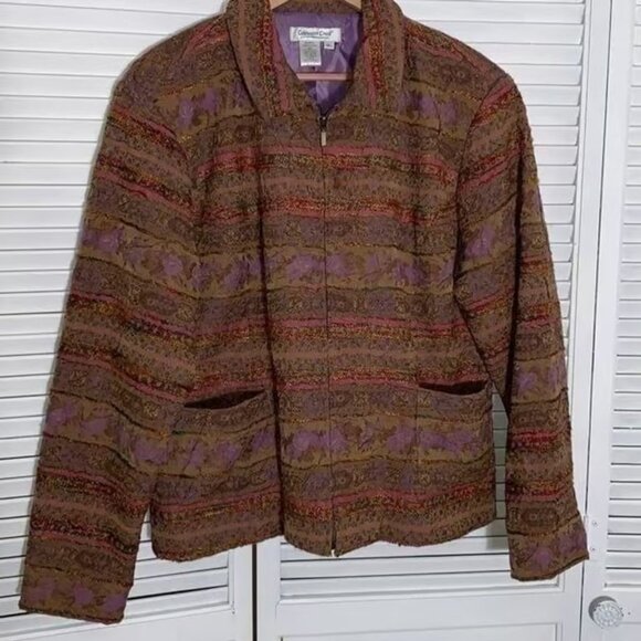 Coldwater Creek Pastel Tapestry Zip Up Jacket XL - Picture 5 of 7